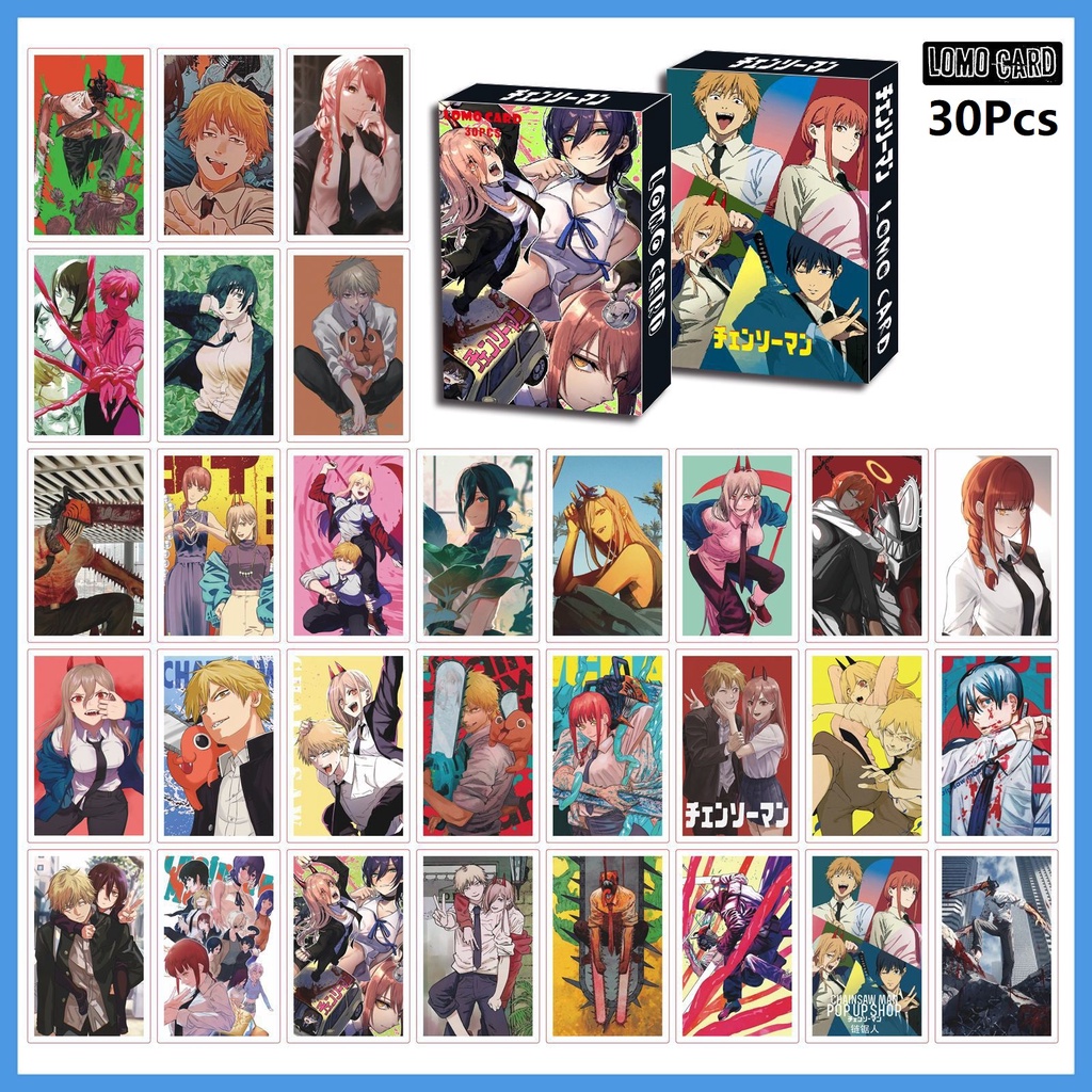 Set 30 Tấm Ảnh Lomo Card 2022 Hình Nhân Vật Phim Chainsaw Man Denji Makima Aki Hayakawa Power Pochita