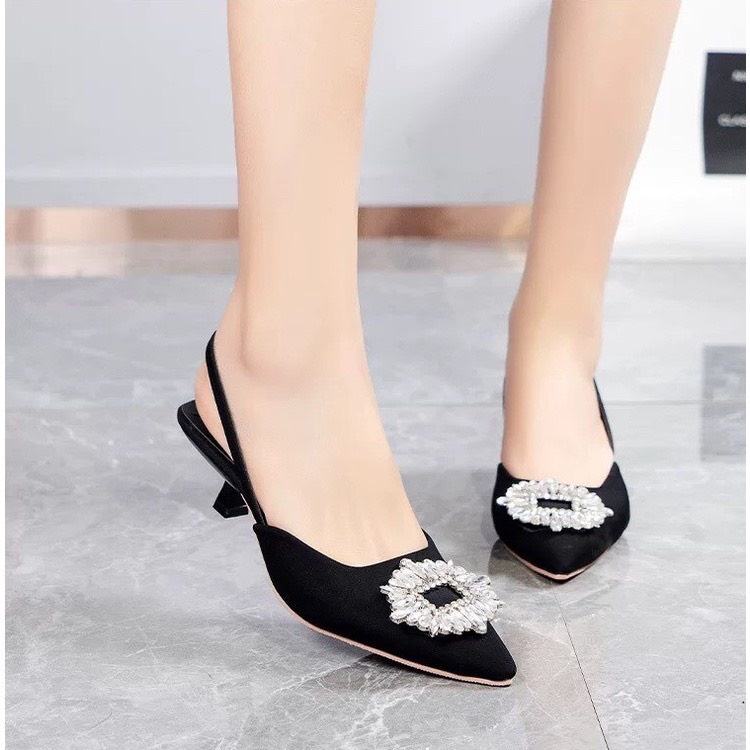 Giày cao gót mũi nhọn 3p Mix khóa Đá Cao cấp gót nhọn công sở , dự tiệc cực xinh
