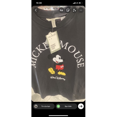 Áo phông/ áo thun HM auth /chính hãng hình mickey
