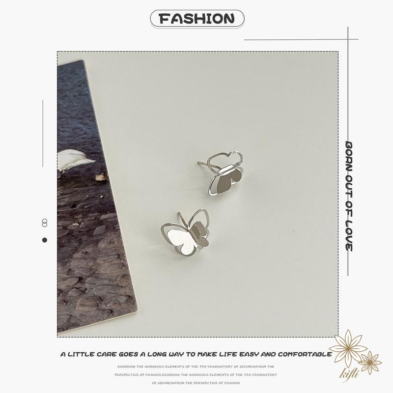 Bông Tai Hình Bướm Rỗng Tinh Tế Đơn Giản Dễ Phối Đồ Cho Nữ