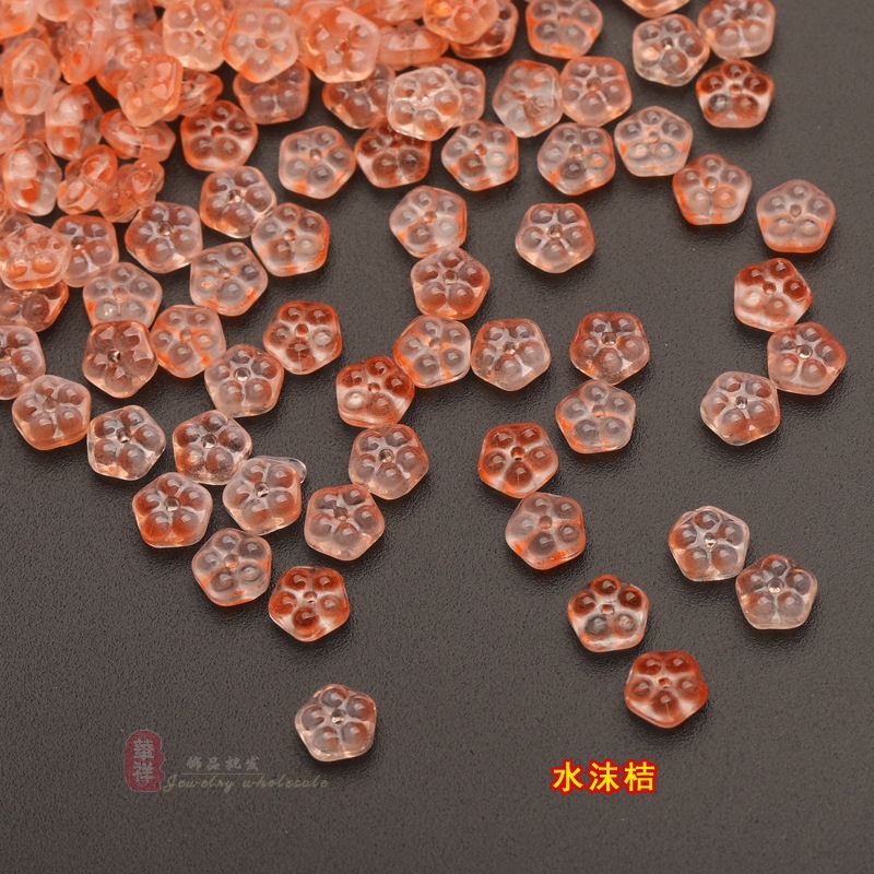 (5 cái) Phiến hoa thủy tinh 6mm, Nguyên liệu làm trang sức cổ trang, Nguyên liệu diy