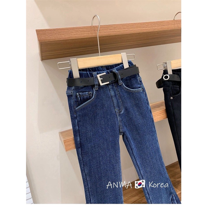 Quần Jeans Ống Loe Màu Đen Phong Cách Hàn Quốc Cho Bé Gái