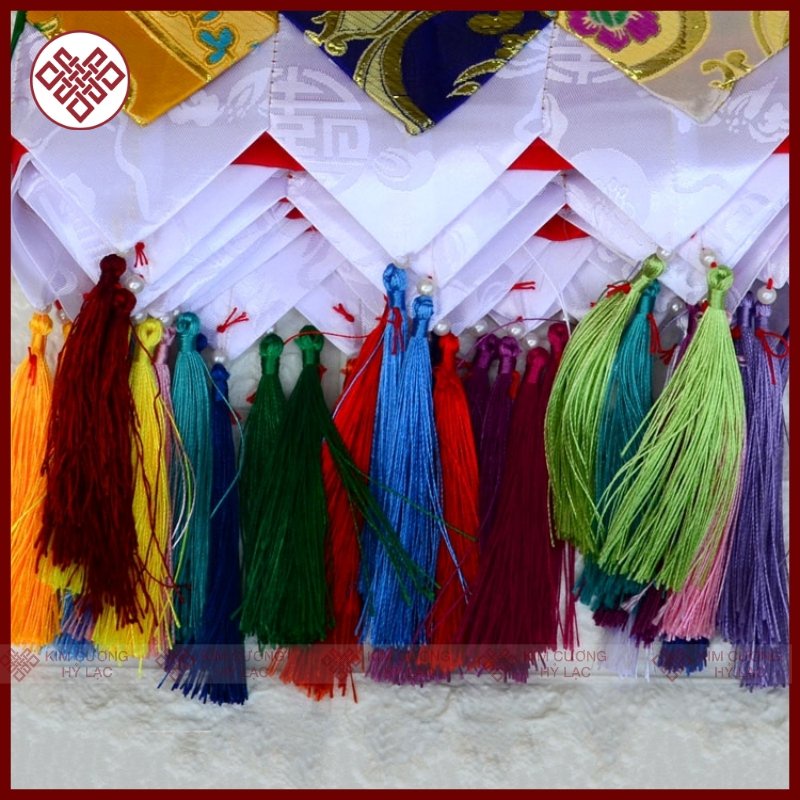 Rèm Quây 2 Tầng Trang Trí Bàn Thờ Mật Tông [Kim Cương Hỷ Lạc] Kim Tuyến