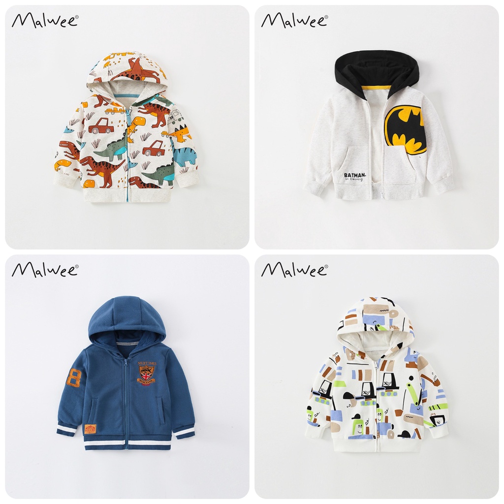 Mã 8047 áo khoác xám nỉ da cá có mũ của Malwee cho bé trai