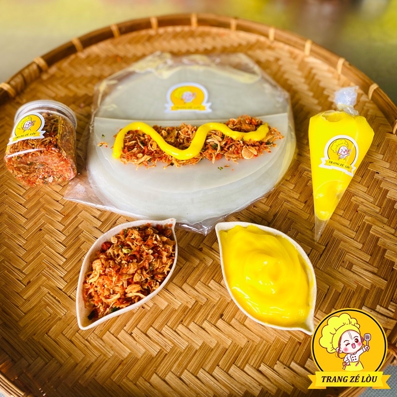 Combo Bánh Tráng Phơi Sương 100g 🧈 100g Bơ Trứng, 120ml Muối Tôm Hành Phi 🧈 Ăn Vặt Trang Zé Lòu
