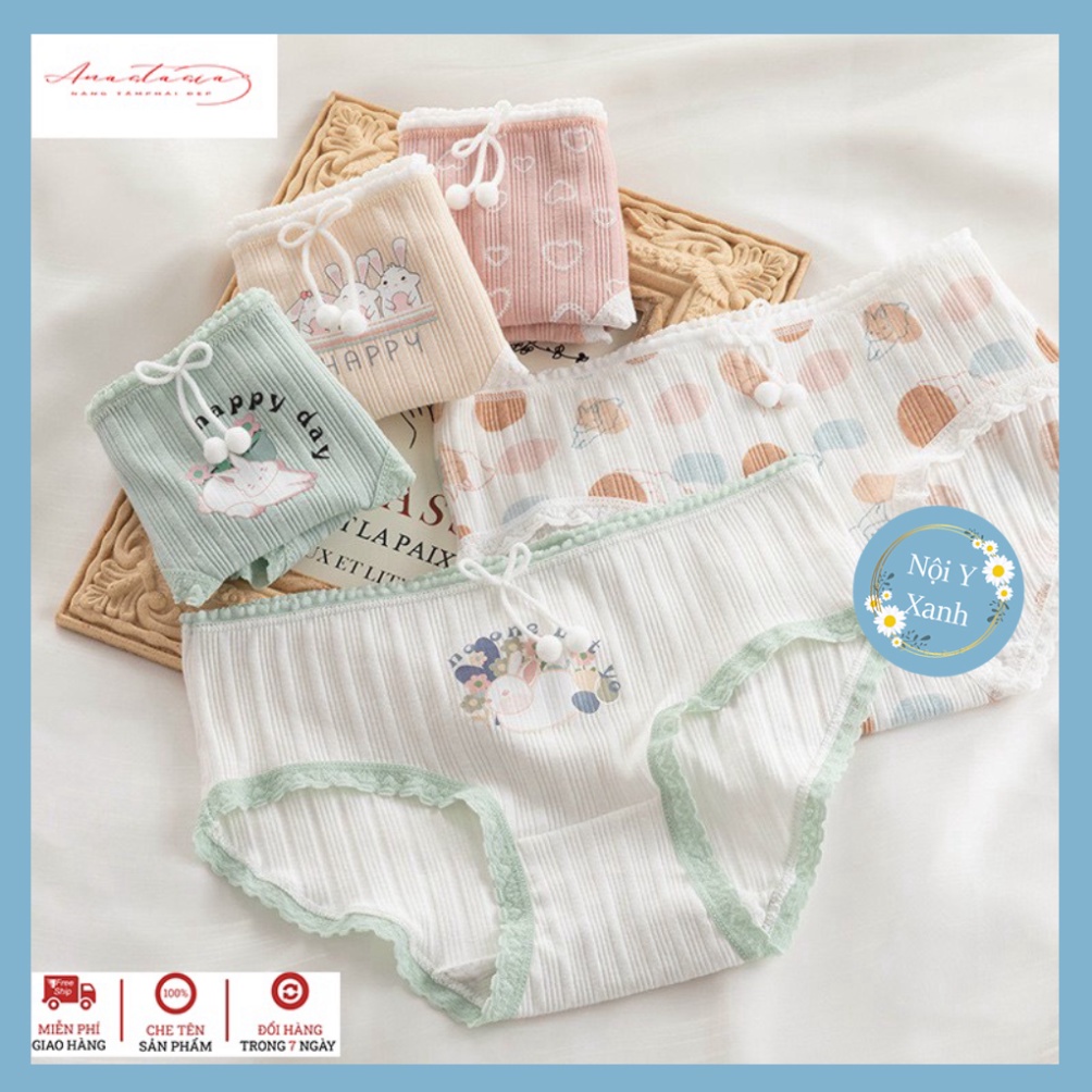 Quần Lót Nữ Cotton Tông Xanh Kháng Khuẩn Nhiều Họa Tiết  Xinh Xắn mã nội y xanh, chất đẹp, deal tốt