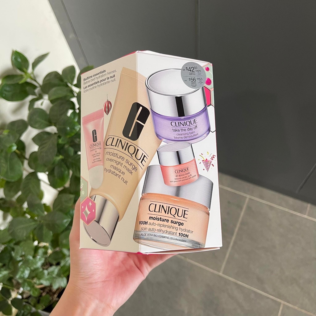 Set 5 món dưỡng da Clinique Bedtime Essentials
