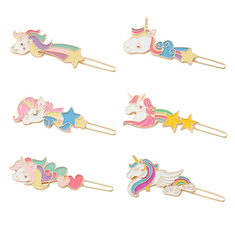 Kẹp Tóc Hình Kỳ Lân Màu Hồng Chống Trượt Cho Bé Gái