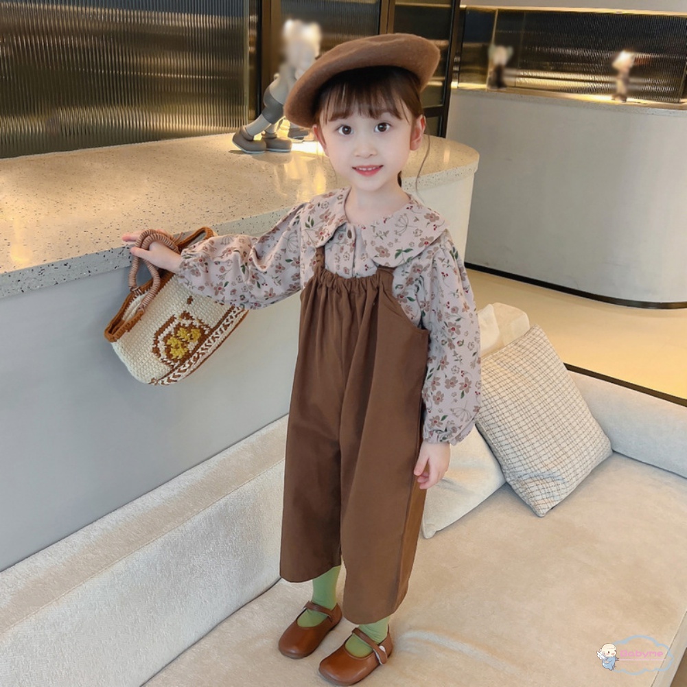 Bộ 2 Món Đầm Hoa + Quần Cổ Búp Bê Thoải Mái Dễ Thương Cho Bé Gái