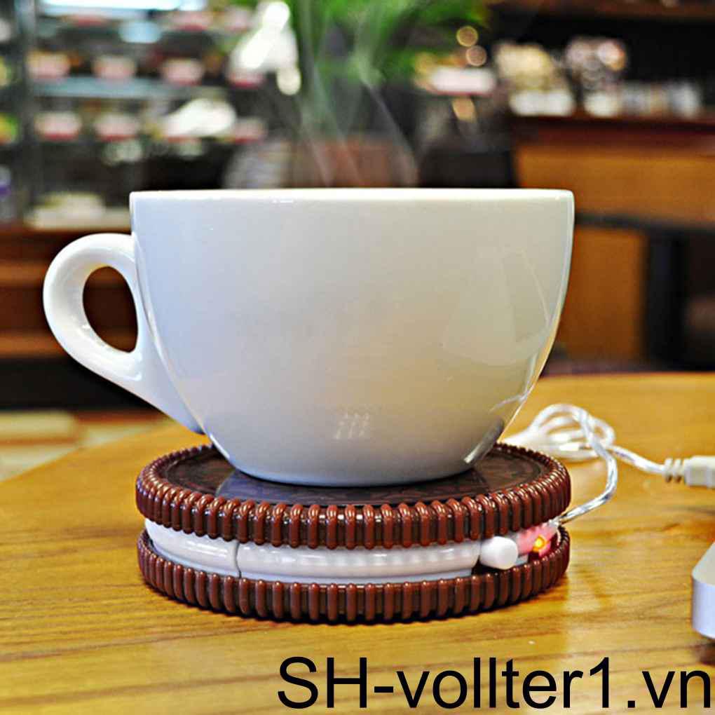 bình giữ nhiệt Đế Hâm Nóng Cốc Cà Phê USB Cách Nhiệt Hình Bánh Quy