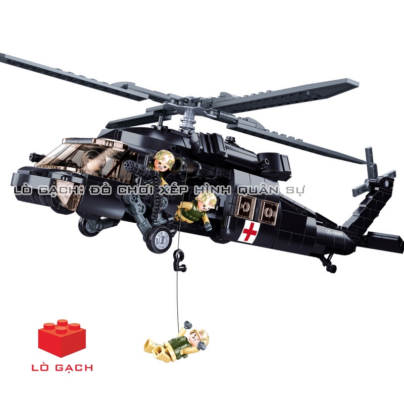 Bộ xếp hình máy bay trực thăng UH60 Black Hawk quân đội Mỹ 692 chi tiết