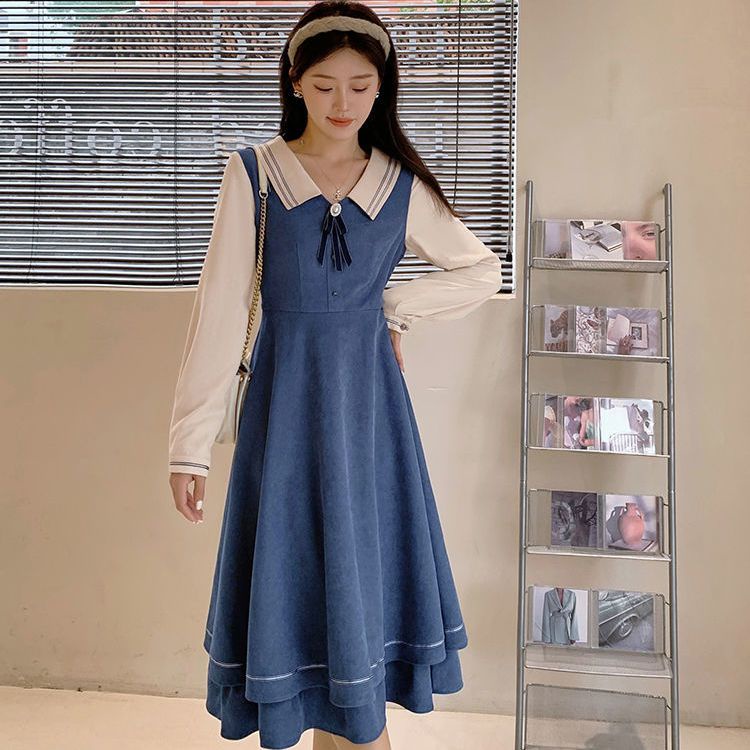 Đầm Midi Tay Dài Phong Cách Hàn Quốc Ngọt Ngào Dễ Thương Cho Nữ