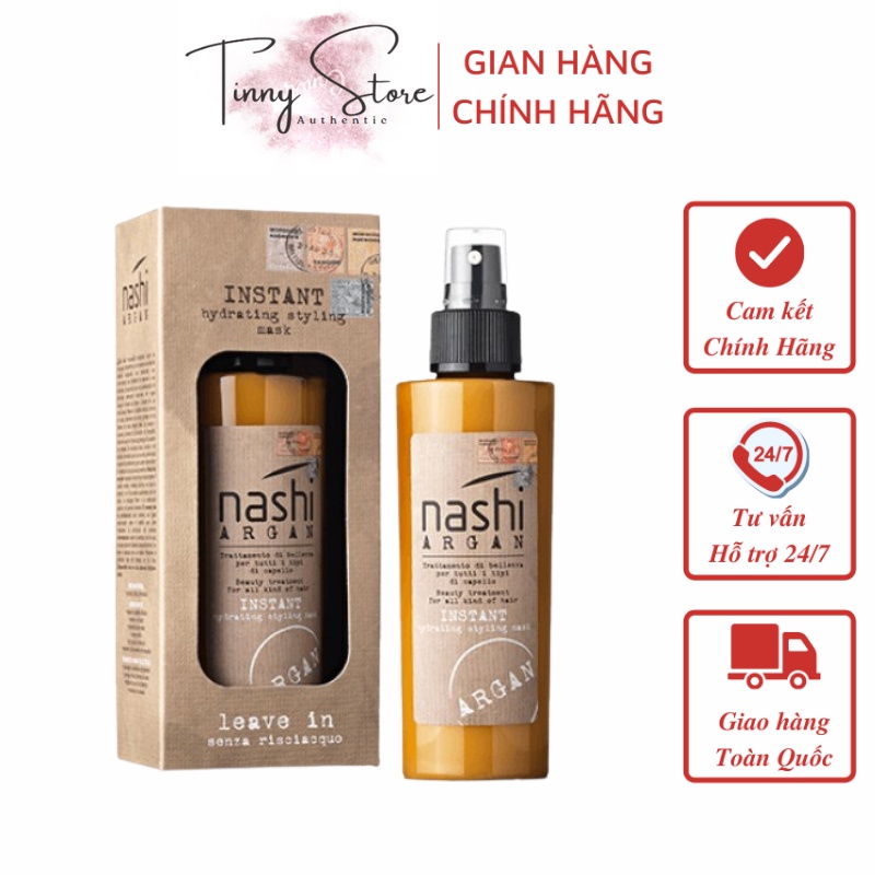 Xả khô cho tóc xoăn Argan Nashi dưỡng mềm, bóng, làm phồng chân tóc