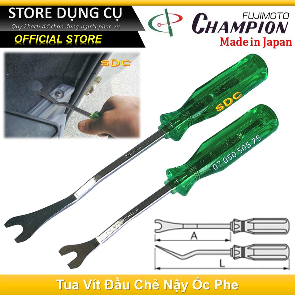Tua vít đầu chẻ nạy ốc phe cao cấp Fujimoto Champion Nhật Bản CLH-150(B) CLH-200(B) | Tuốc nơ vít nậy nội thất xe hơi
