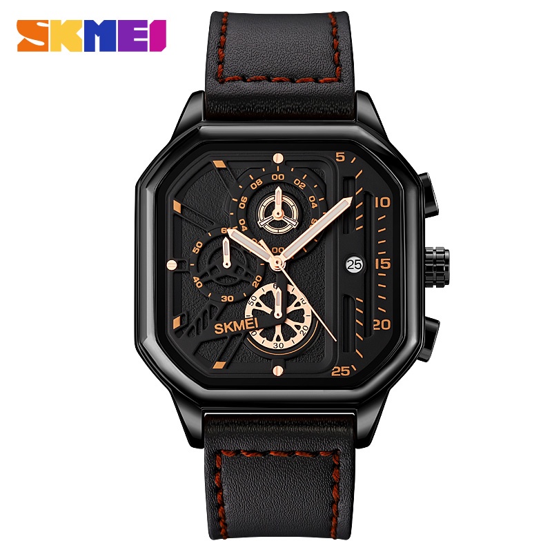 Đồng Hồ Quartz Dây Da Tự Động SKMEI