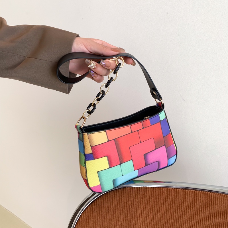 Túi Đeo Vai Phối Dây Xích Phong Cách Hàn Quốc Thời Trang Cho Nữ