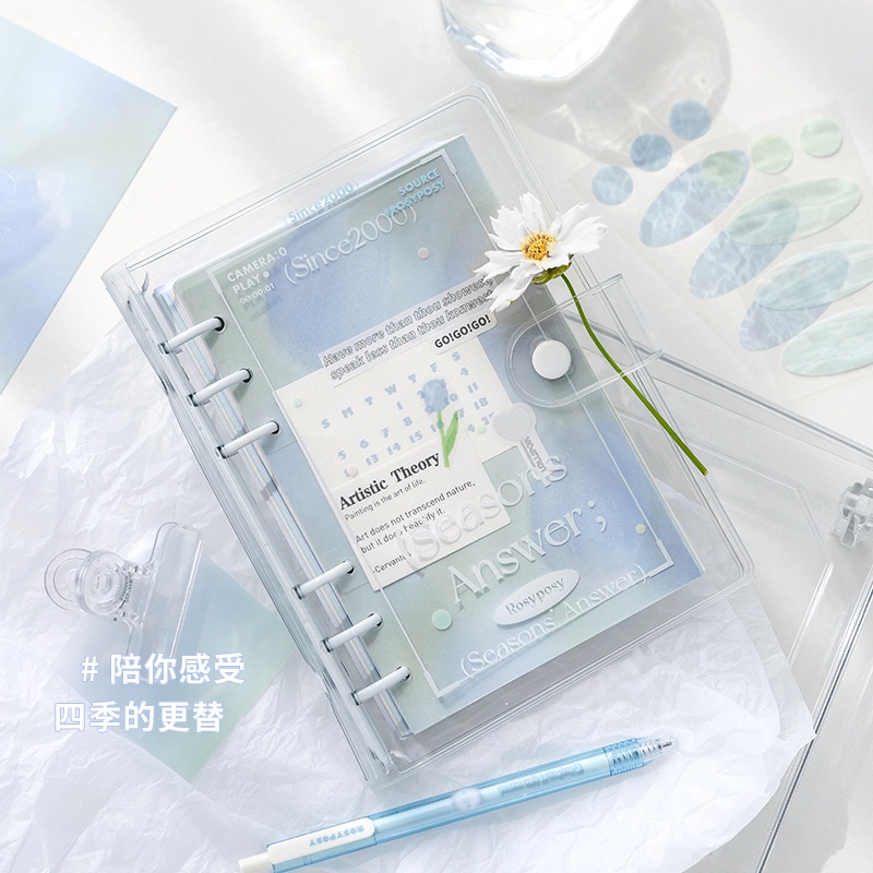 SET BINDER SỔ CÒNG SEASON ROSYPOSY DẺO TRONG SUỐT KÈM GIẤY SIÊU ĐẸP BULLET JOURNAL
