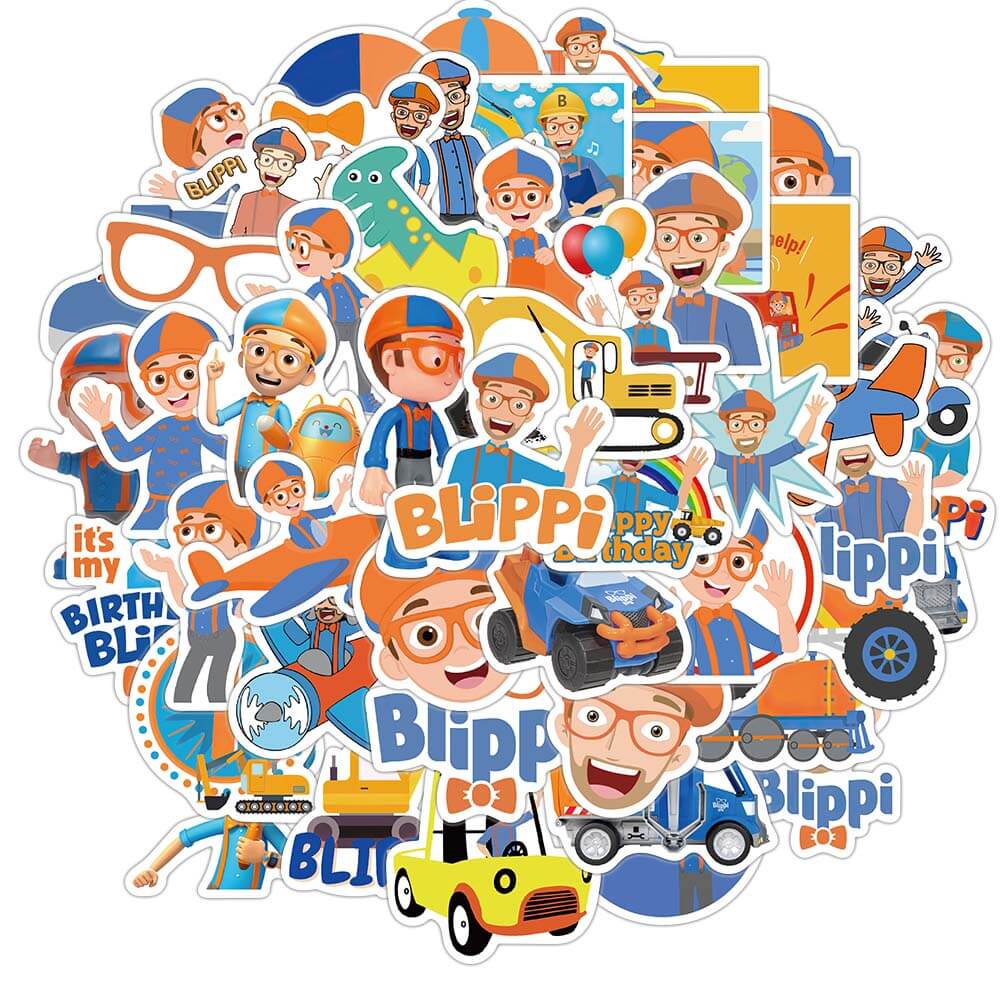 Bộ 50 Miếng Dán Hoạt Hình Blippi Trang Trí Sổ Tay / Hành Lý / Laptop / Đồ Chơi Cho Bé