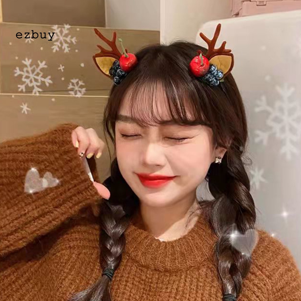Ezbuy 1 Cặp Kẹp Tóc Sừng Hươu Màu Sắc Sống Động Tinh Tế Trang Trí Giáng Sinh Cho Nữ