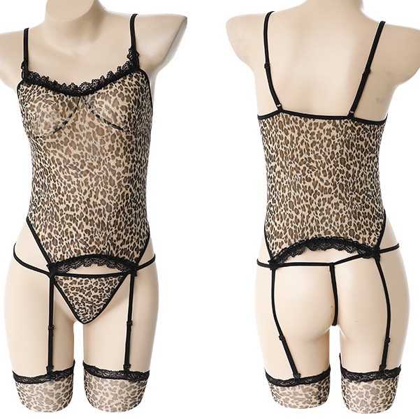 Cosplay nàng báo Panther xuyên thấu gợi cảm - váy ngủ bodysuit da beo Wakanda kèm kẹp nịt tất