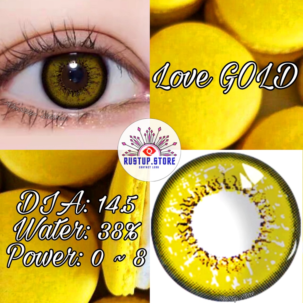 CONTACT LENS dòng LOVE màu VÀNG ~ Từ 0~>8 độ.