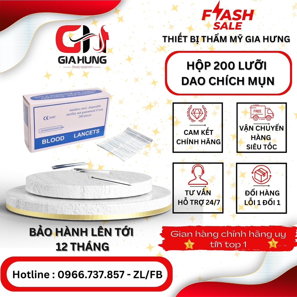 Kim chích mụn hộp 200 chiếc lancets