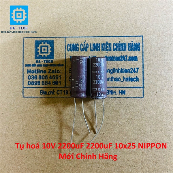 Túi 15 chiếc Tụ hoá 10V 2200uF 2200uf 10x25 Nippon Chính hãng mới 100%