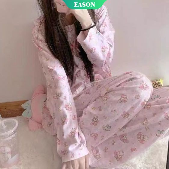 SANRIO Bộ Đồ Ngủ In Họa Tiết Hoa / Melody Dễ Thương Thời Trang 2022 Cho Nữ