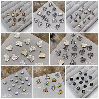 Đá khối nail giả úc, đá nail hình trái tim đính móng size đại