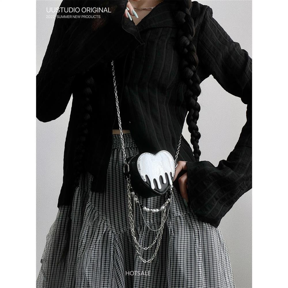 Niche Túi Đựng Son Môi Tai Nghe Son Môi Mini Phối Dây Xích Siêu Nhỏ Thiết Kế Chính Hãng Y2g Phân Hủy Trái Tim Thời