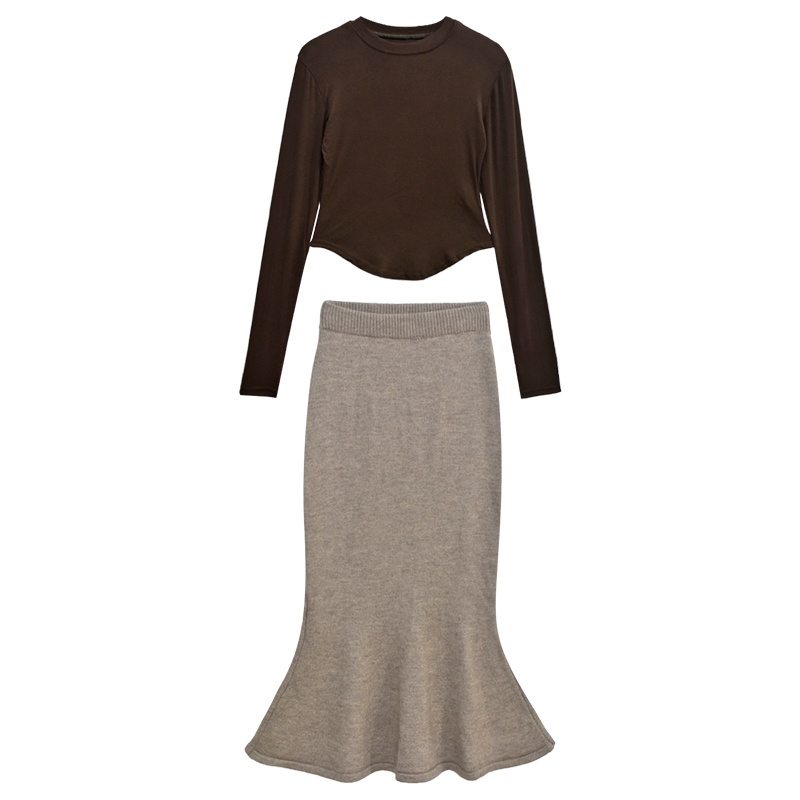 Set chân váy đuôi cá dáng dài ôm body gợi cảm+ Áo thun dài tay mùa thu ôm sang chảnh