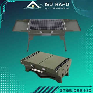 Bếp nướng than hoa bbq gấp gọn thép không gỉ, có quai xách sử dụng đi cắm trại, dã ngoại, du lịch