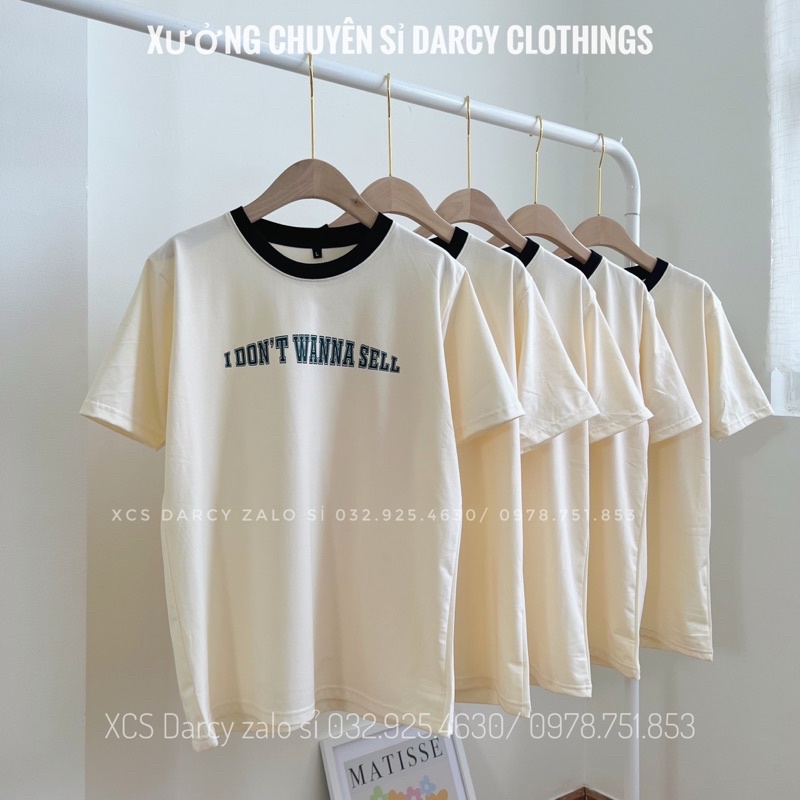 áo cotton kem sữa phối cổ đen ✨ FREESHIP ✨ áo thun co giãn 4 chiều nam nữ