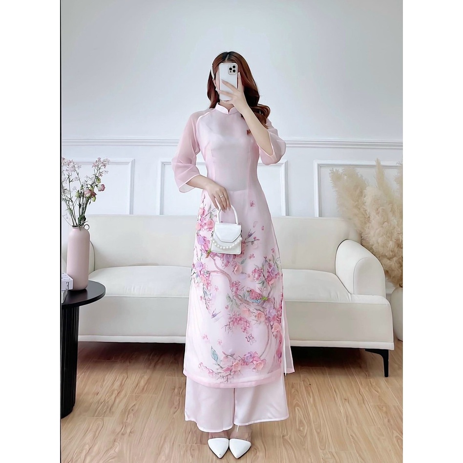 Áo dài nữ cách tân đính kết tỉ mỉ, chất liệu cao cấp, kiểu dáng hiện đại - GD28