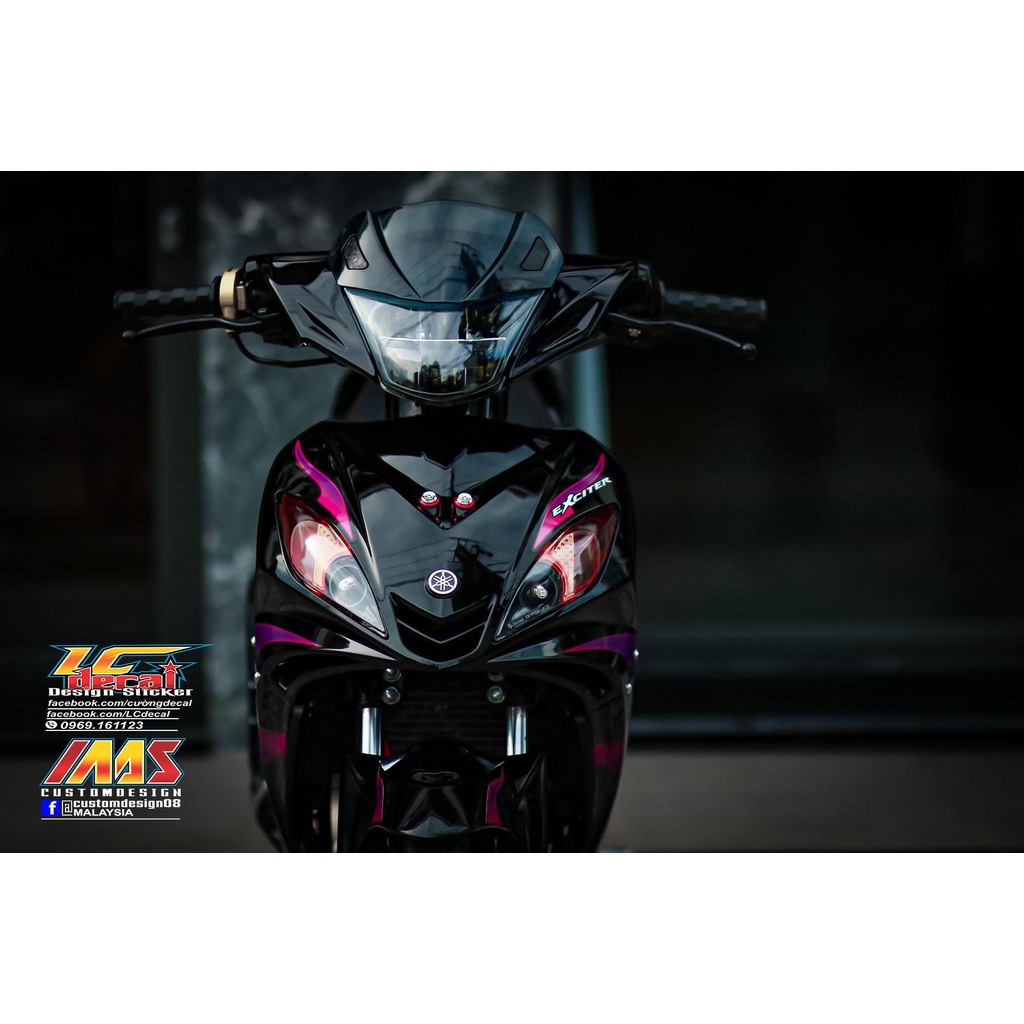 TEM RỜI mẫu lửa tím hồng cho Exciter 135 4 số xe đen - tem cao cấp không bay màu