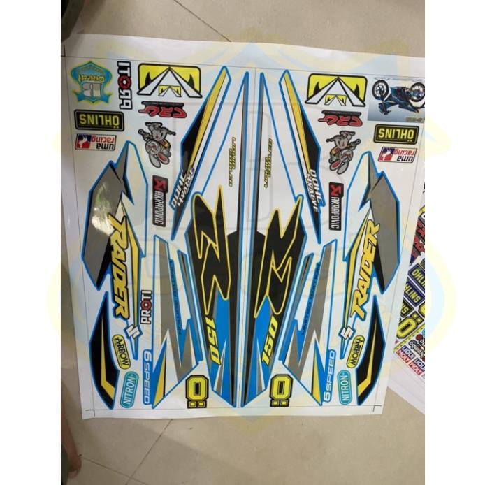 FREE SHIP + SALE SỐC +DECAL PVC 5 LỚP CHẤT LƯỢNG CAO Tem rời Raider Fi xanh ngọc