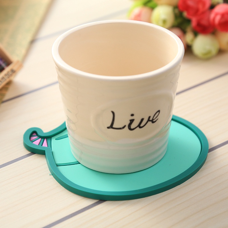 Tấm Lót Cốc Trà Cà Phê Bằng PVC Cách Nhiệt Chống Trượt Hình Động Vật Hoạt Hình Dễ Thương