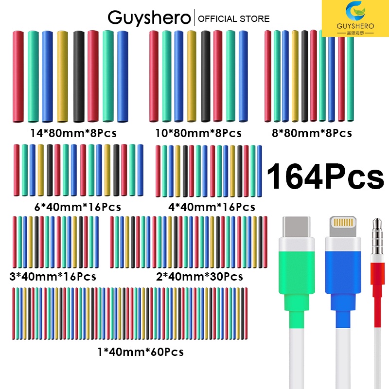 Ống Bọc Cách Nhiệt Màu Đen 2: 1 3: 1	Bộ 164 / 328 / 530 Dây 5m 164 / 328 / 530 Miếng Chất Lượng Cao