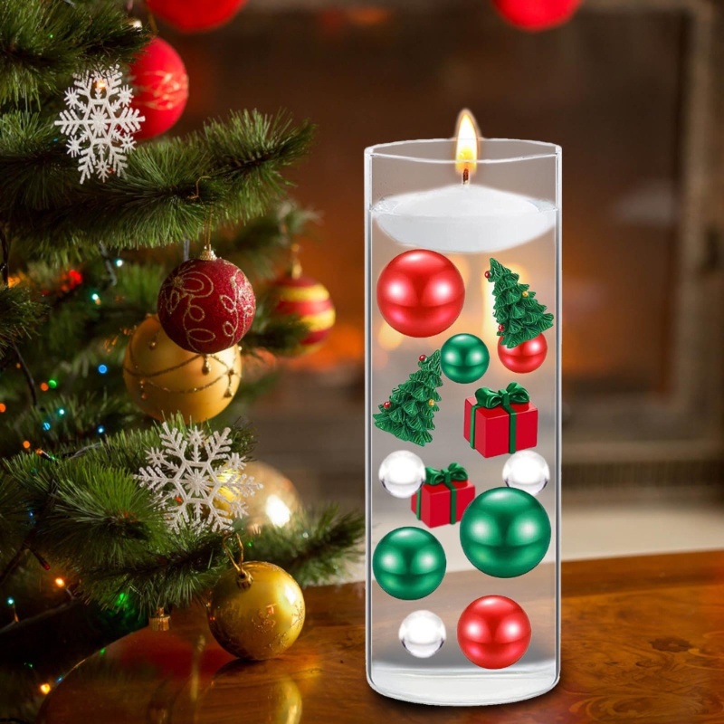 Bộ 2106 Hạt Ngọc Trai Nổi Trang Trí Bình Hoa Phong Cách Giáng Sinh