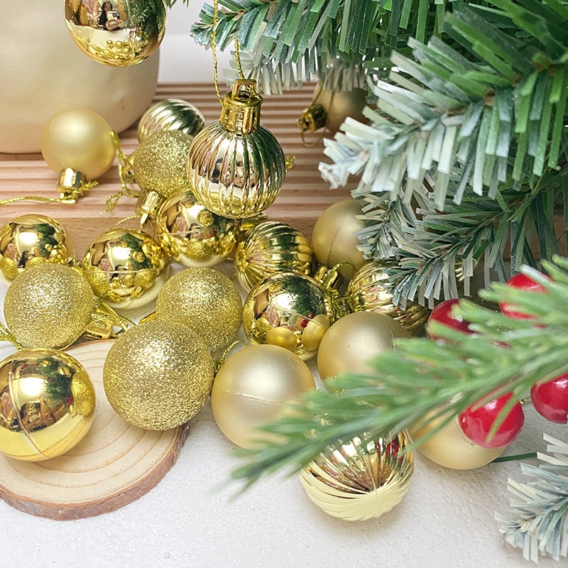 Set 6 quả châu Size 10/8/6/4cm loại đẹp Cao Cấp trang trí Noel giáng sinh, phụ kiện trang trí cây thông mẹ sóc