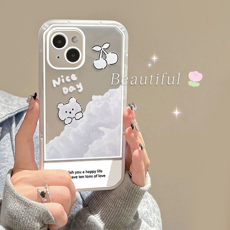 Ốp Điện Thoại Silicon Mềm Có Gắn Giá Đỡ 2 Trong 1 Hình Gấu Đám Mây Dễ Thương Cho Iphone 11 Pro Max 12 Pro Max 13 Pro MAX XR X XS MAX 6 Plus 6s Plus 7 8 Plus
