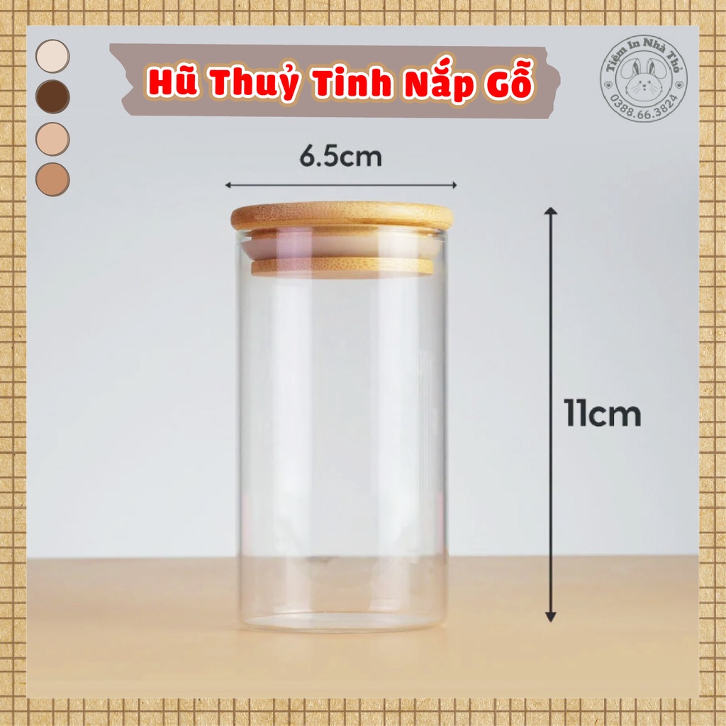 Hũ Thủy Tinh Nắp Gỗ 260ml- Lọ Thuỷ Tinh Đựng Gia Vị - Cốc Làm Nến Thơm Handmade xinh xắn, sang trọng