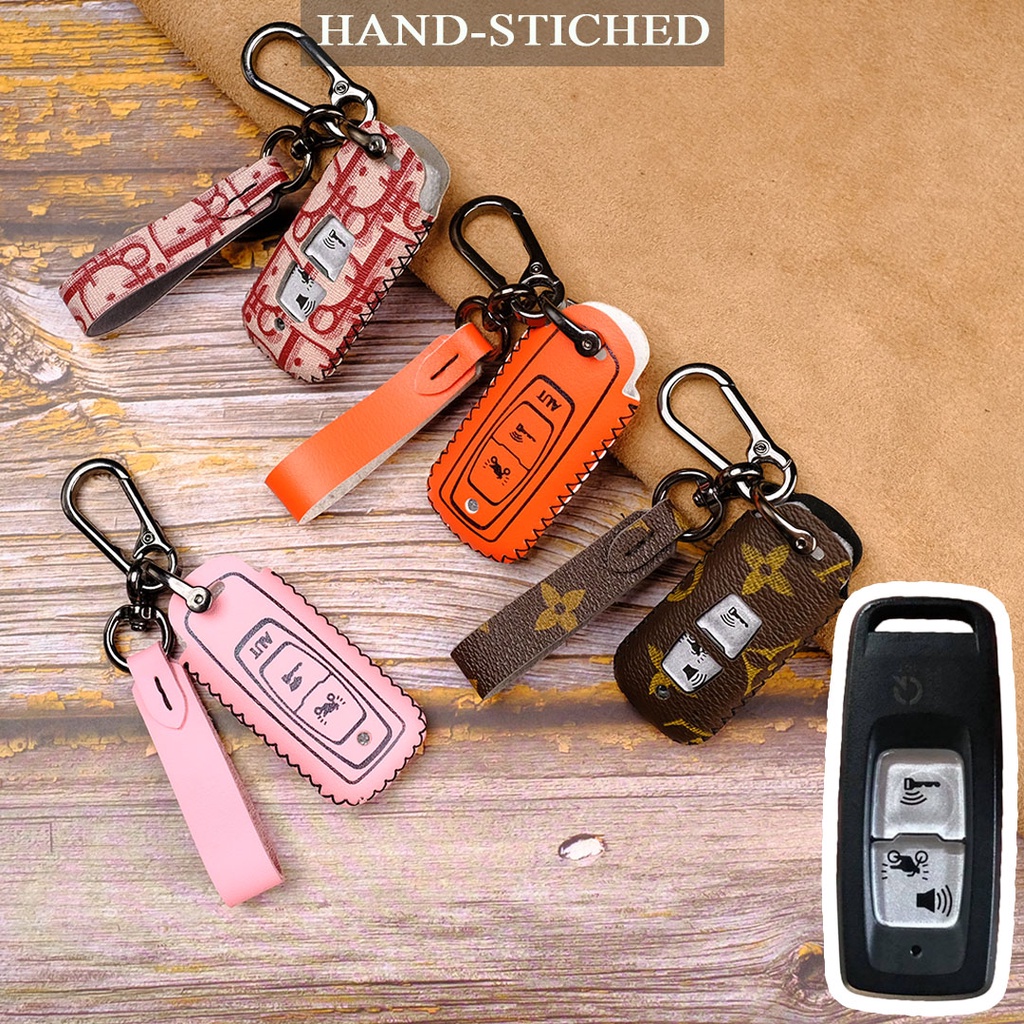Bao da vỏ bọc chìa khóa smartkey xe máy Honda SH SH MODE 2021-2022 PCX 160 khâu tay móc đen có dây tay cầm