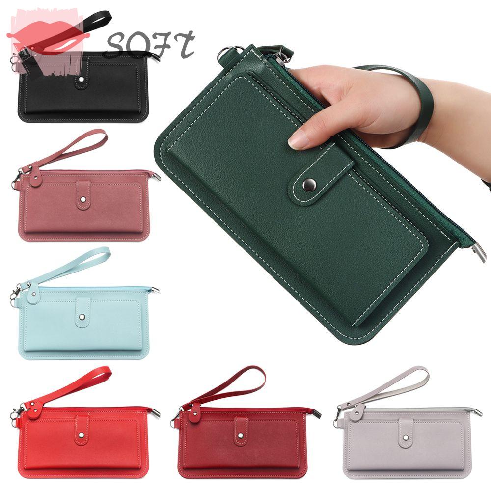 Ví da pu dáng dài nhiều ngăn đựng thẻ có khóa kéo thiết kế thời trang cho nữ