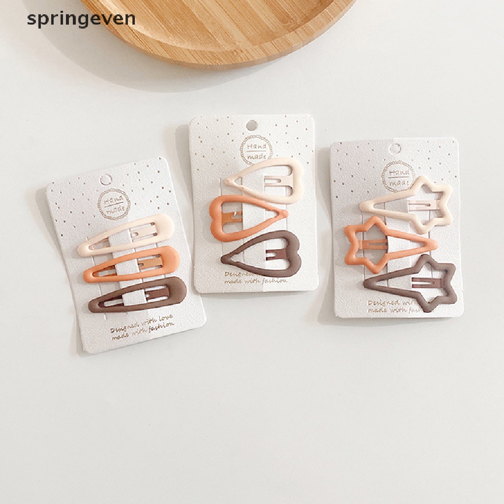springeven 3pcs Frosted Simplicity Hairpins for Girls Star Oval Triangle Square Hair Clips for Kids Snap Hair Clips Hairpins Click Clack RFT