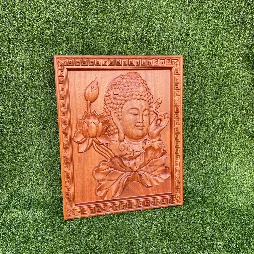 Tranh tượng phật gỗ hương đỏ treo tường để phòng thờ khách gia đình đồ thờ cúng phong thuỷ, Đồ gỗ Mỹ Sinh cao cấp