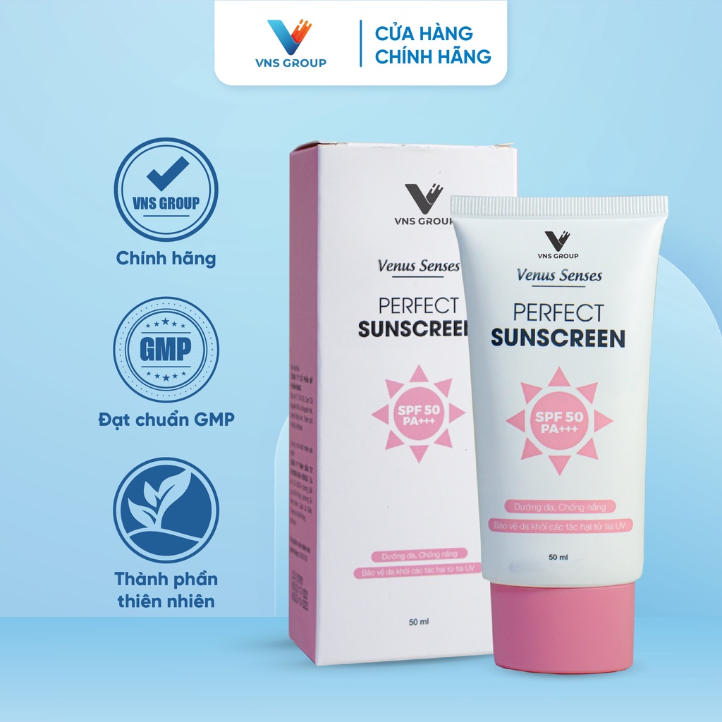 Kem chống nắng Venus Perfect Suncsreen VNS Group SPF50 PA++ dưỡng trắng da tự nhiên tuýp 50ml