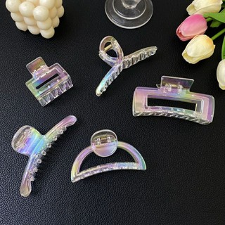 Set 4 kẹp tóc cỡ lớn Kẹp tóc cá mập hologram phong cách Hàn Quốc