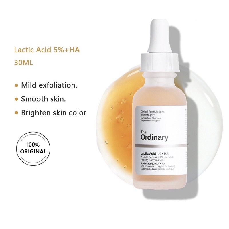 Serum tẩy tế bào chết sáng da, mờ thâm Lactic 5% Acid + HA The Ordinary 30ml