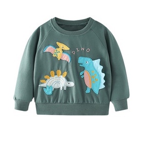 Mã 6724 áo nỉ da cá mỏng màu xanh thêu đắp hình khủng long của Malwee cho bé trai